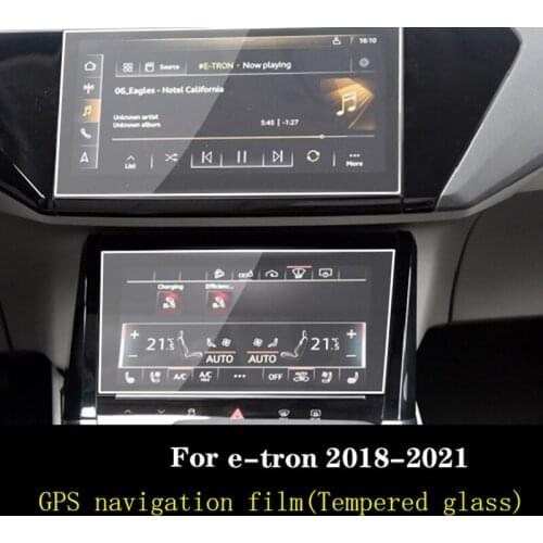 2PCs Car GPS Navigation Screen Protective Film Tempered Glass Film For- E-Tron -2021