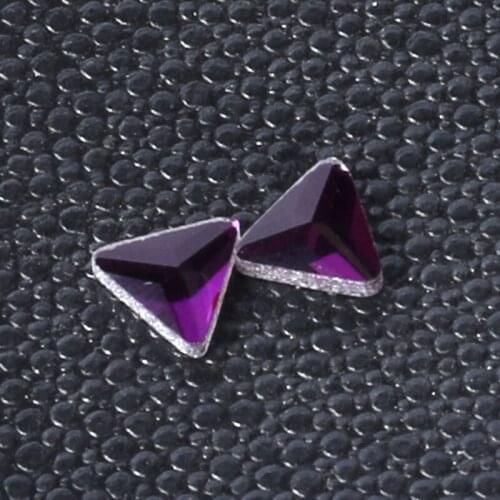 2018 superior quality purple trianglar flat back glass crystal Rhinestones DIY mobile phone shell and wedding dress 20pcs/pack