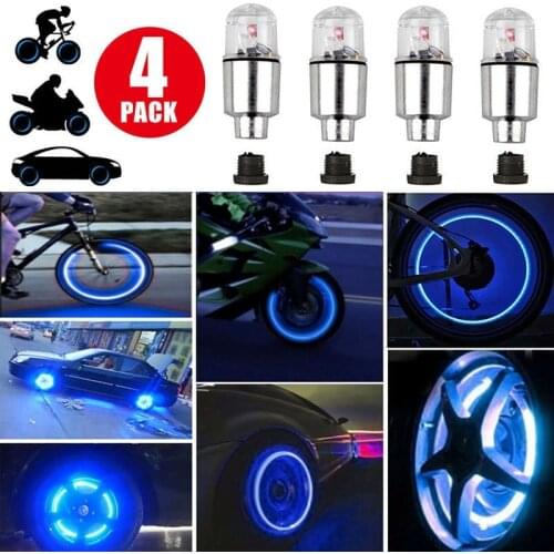 4pcs LED bicycle wheel light car tire decoration bulb bicycle tire air cap light tire valve dustproof rod cap