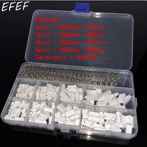 560pcs XH2.54 2pin 3pin 4inp 5pin 2.54mm Pitch Terminal Kit / Housing / Pin Header Connector Wire Connectors Adaptor XH Kits