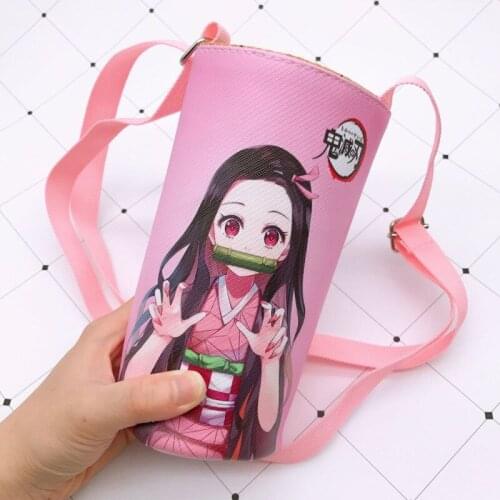 Anime Peripheral Devils Blade Water Glass Cover Demon Slayer Student Children Kids Kettle Messenger Bag WaterBottle Bag 2021