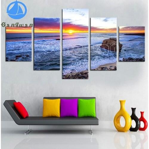 Gangwan Full 5D DIY Square/Round Diamond Painting sunset "Sea Beach"scenery Embroidery Cross Stitch Mosaic diamond painting 5pcs