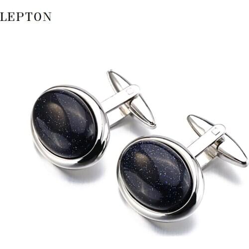 Hot Luxury Red Onyx Cufflinks for Mens Shirt Cuffs Cufflink High Quality Blue sandstone Cuff links for Wedding Lepton Jewelry