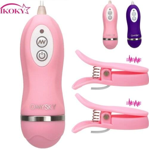 IKOKY 10 Frequency Silicone Vibrators Sex Toys for Women Vibrating Nipple Clamps Women Nipple Vibrator Breast Massage