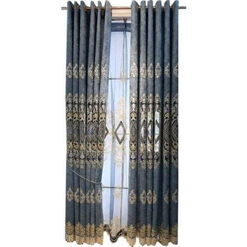 Customized high-end European luxury openwork embroidered curtains Deluxe bedroom floor-to-ceiling screen shade customization