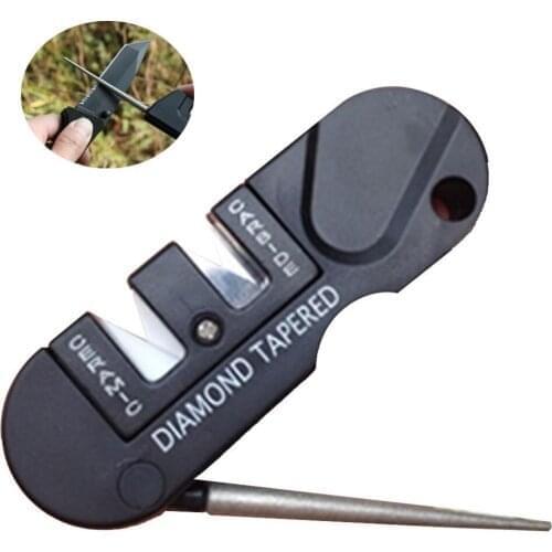 Portable Tungsten Ceramic Carbide Knife Whetstone Sharpener Sharpen Fish Hook Pocket Diamond Tool Camp Hike outdoor