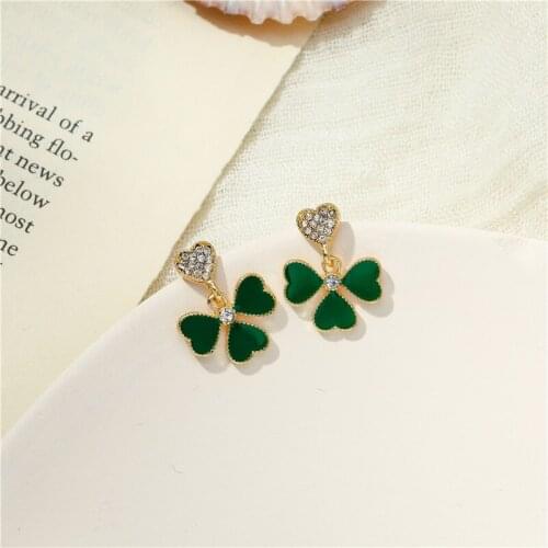 Korean version popular fashion eardrops web celebrity heart shaped short earrings earring women