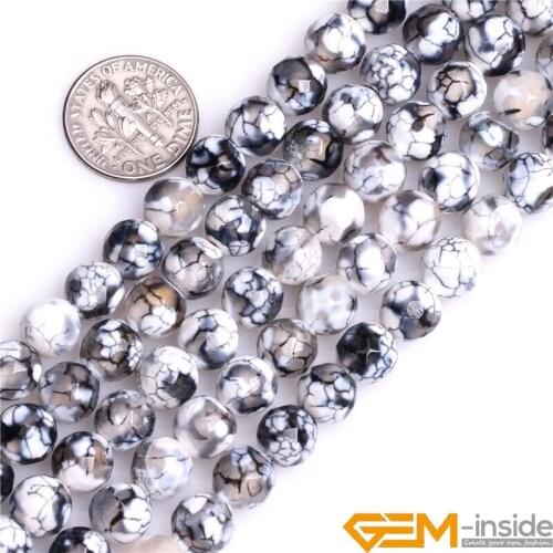 8mm Round Faceted Black Fire Agates beads Natural Stone Beads Fashion DIY Beads,For Bracelet Making,Strand 15" Free Shipping