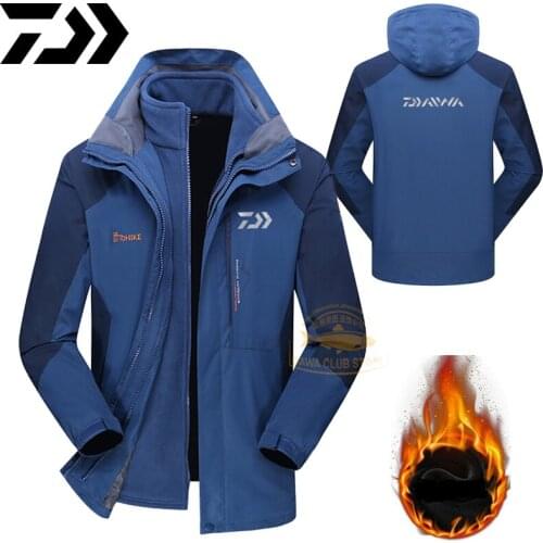 Winter Mountaineering Clothes DAIWA Fishing Jacket Mens Thickened Fleece Windproof Fishing Jacket Warm 2 In 1 Tank Two-piece
