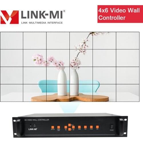LINK-MI 24 Channels Video Wall Controller 4x6 4x5 4x4 3x3 HDMI VGA USB AV inputs 180 Degree Rotate for 24 Video Wall Displays