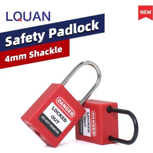 LQUAN 4mm Thin Nylon Stainless Steel Shackle Safety Lockout Padlock