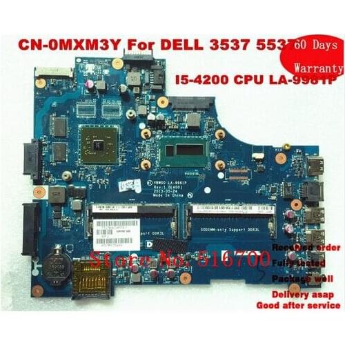 Mainboard For Dell 15R 5537 3537 VBW00 LA-9981P DP/N MXM3Y 0MXM3Y with I5 CPU Motherboard 100% fully tested