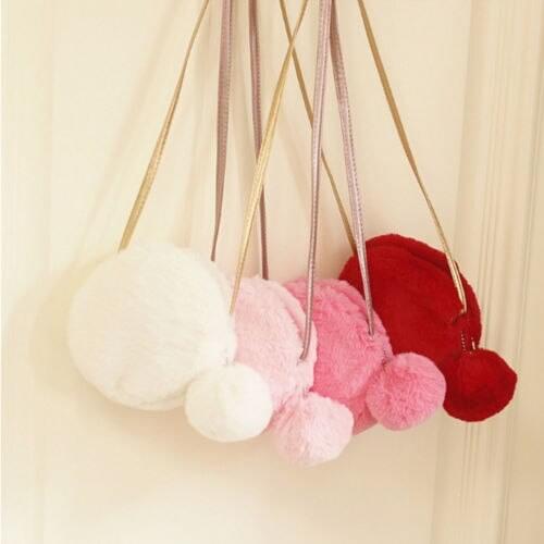 Citgeett Cute Kids Girls Faux Fur Furry Purse Bag Shoulder Bag Small Bag