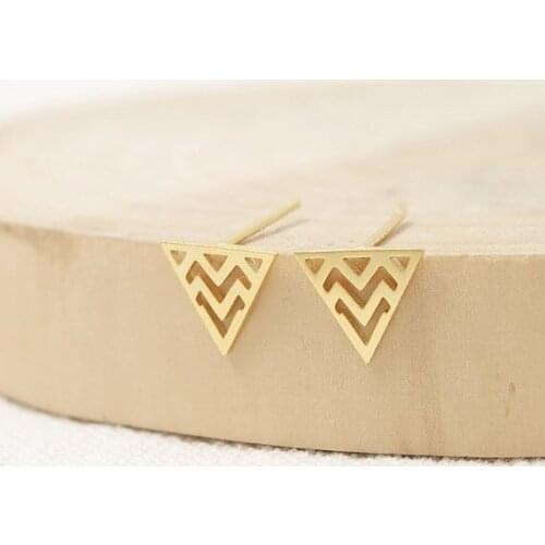 Fashion geometry stud earrings, triangles and wave combination stud earrings