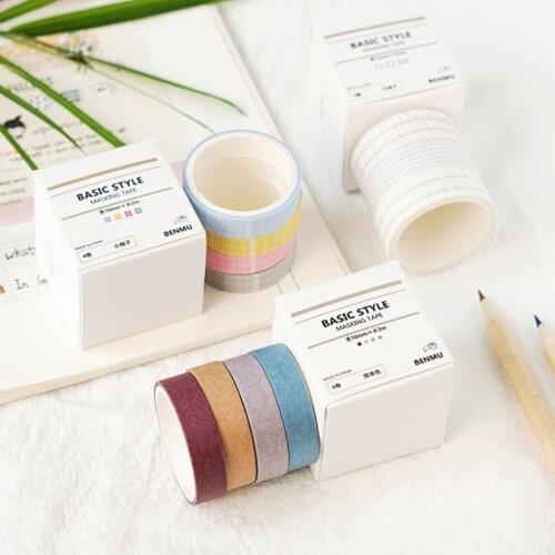 10/13mm Paper Basic Solid Color Decorative Grid Foil Washi Tape Stickers Scrapbooking Cute Stationary Japanese Planner Accessori