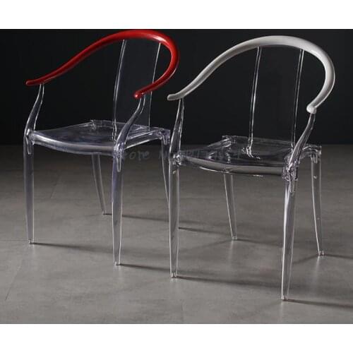 New Chinese Transparent Chair Taishi Chair Creative Circle Chair Acrylic Simple Modern Armchair Nordic Plastic Dining Chair