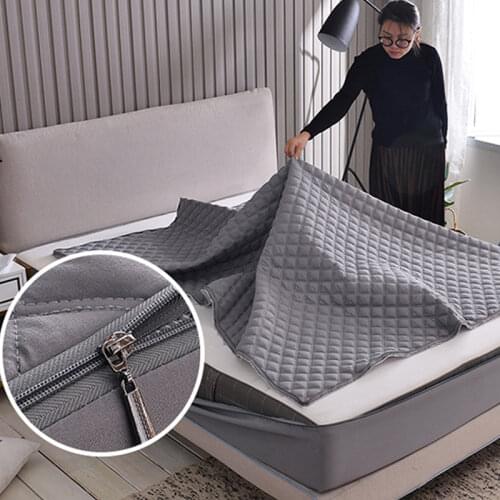 Solid Color Bed Bug Proof Mattress Cover Zipper Jacquard Quilted Mattress Protector Fully Covers Mattress Pad For All Size Bed