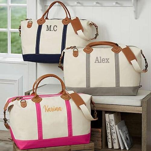 Personalized Embroidered Canvas Duffel Bag Extra Large Vacation Perfect for Weekend Excursions Lugging Essentials off to college