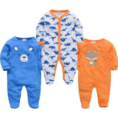 Kavkas Baby Boy Clothes Spring And Autumn Fox Embroidery 100% Cotton Long Sleeve 3-Piece Set Rompers песочник для девочек