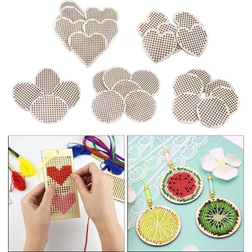 30x Cross Stitch Pendant Blank Wooden for Counted Embroidery