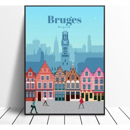Travel to Bruges Canvas Travel poster Wall Art Pictures for Living Room Home Decor No Frame