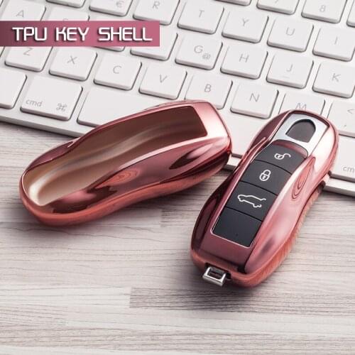 Pink key Case Shell Cover TPU Smart Soft Protective for Porsche 911 Cayenne Panamera