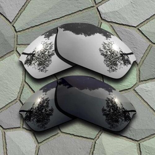 Grey Black&Chrome Sunglasses Polarized Replacement Lenses for Oakley Flak Jacket