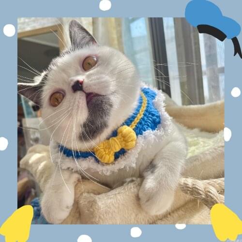 Handmade wool woven pet cat collar dog collar cartoon collar adjustable size cat necklace decoration