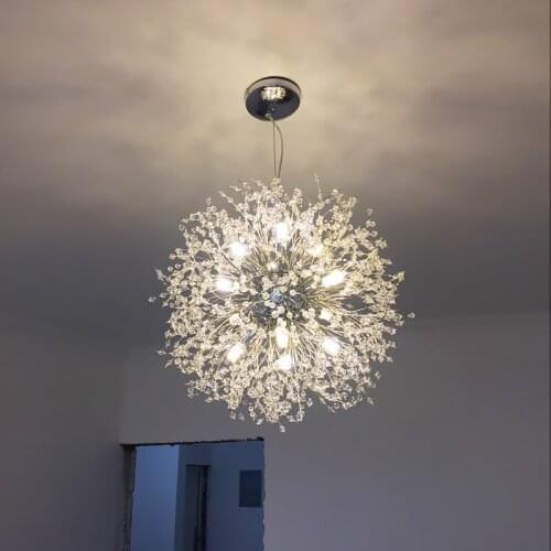 Nordic style simple living room spherical crystal restaurant chandelier creative led art warm bedroom bar lamps LED lighting led