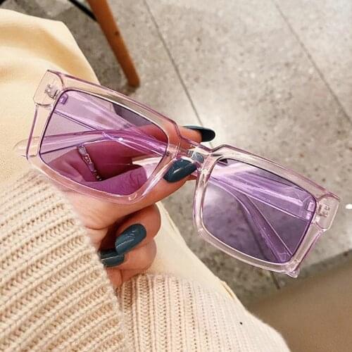 Unique Candy Color Small Square Sunglasses For Women Vintage New Brand Purple Pink Gradient Sun Glasses Men Black Leopard Shades