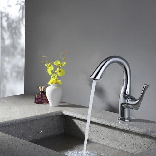 Modern Basin Faucets Promotions Bathroom Faucet High Arc Silver Matt Black Gold Rose Basin Mixer Tap Bathroom Small Sink Faucet
