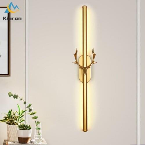 Modern Simple Beautiful Deer Head LED Wall Lamps Living Room Study Bedroom Bedside Wall Lamps Room Decor Long Strip Wall Lights
