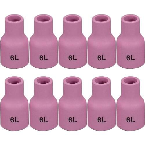 TIG Aluminia Nozzle Ceramic Cup Long 53N60L 6L 3/8", D9.5*35mm for SR WP 9 20 25 TIG Welding Torch 10pk