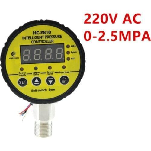 HC-Y810 Controller electric contact 0-2.5MPA digital 220VAC intelligent digital pressure gauge 1 meter line