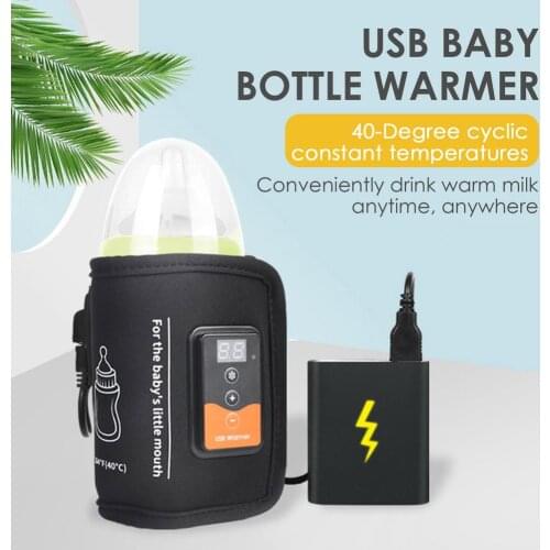 USB Baby Bottle Warmer Portable Travel Milk Warmer Adjustment Infant Feeding Bottle Heated Cover Insulation Thermostat