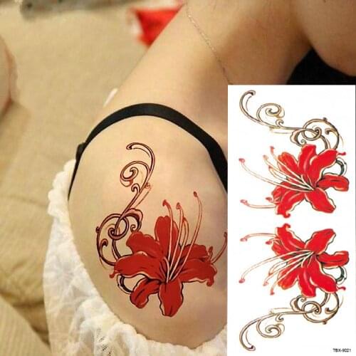 2017 Waterproof temporary tattoos stickers sexy romantic dark rose flowers flash fenna tattoos fake body art Tattoo sleeve