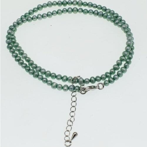 Small size freshwater pearl blue 4mm round pearl necklace nature wholesale beads FPPJ