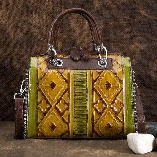 Retro womens handbag leather handbag portable womens shoulder bag fashion luxury handbag womens bag Designer