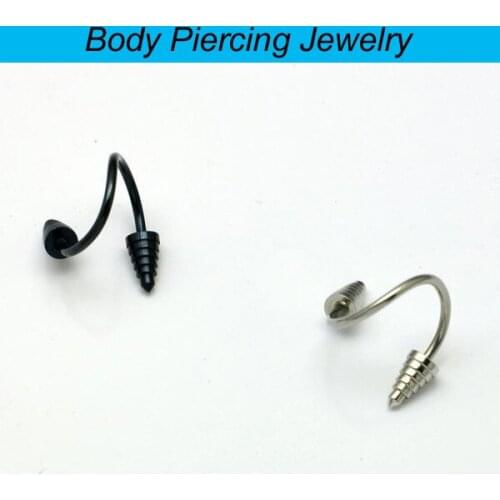 1 pair New Fashion eyebrow jewelry Twisted S-shaped Black White titanium steel Men Body Lip Piercing Jewelry for men/women