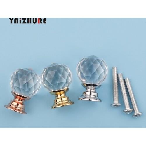 10pcs 20mm Kitchen Handles Door mini Knobs Crystal Diamond Glass Silver Drawer Cupboard Wardrobe Cabinet Furniture Handle