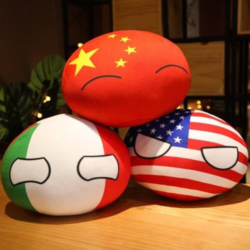 10CM Kawaii PolandBall Pendant Plush Toy CHINA USA FRANCE Countries Ball Dolls Stuffed Anime Soft Keychain Bag Dolls for Kids