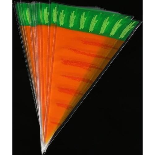100pcs Creative Carrot Candy Bag Triangle Plastic Chocolate Gift Bag Easter Decorations Ornaments Party Supplies