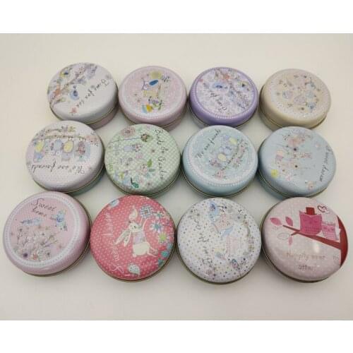 12Pieces/Lot New Cartoon Round Tin Box Mini Metal Iron DIY Candle Box Small Candy Pill Storage Boxes Portable Lipstick Organizer