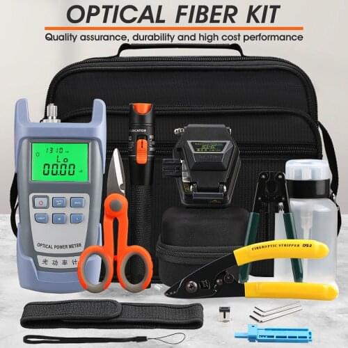 16pcs/set Fiber Optic FTTH Tool Kit with AUA-6C Fiber Cleaver Optical Power Meter 10MW Visual Fault Locator Wire stripper