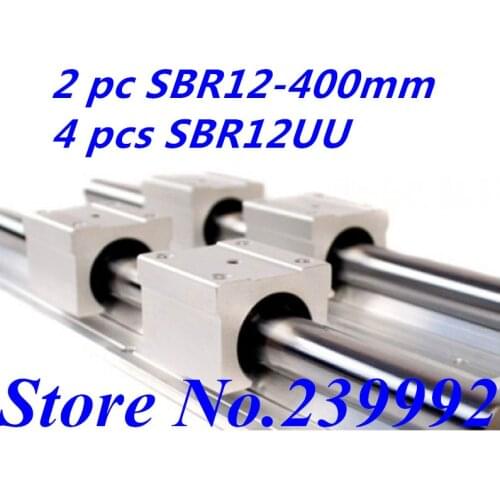 2pcs/lot SBR12 400mm Linear Rails + 4pcs/lot SBR12UU for 12mm Shaft Support Rail L0105 cnc parts