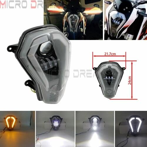 2011-2019 LED Projection Headlight Assembly Replace Kit Hi/Low Beam Halo Ring DRL Turn Signal For 125 200 250 390 Models