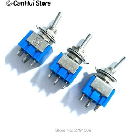 5pcs Blue 6-Pin DPDT ON-OFF-ON Mini MTS-203 6A125VAC Miniature Toggle Switches Button switch Dialing Single Power switches 6P