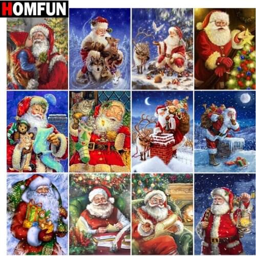 HOMFUN Art 5D Diy Diamond Painting "Santa christmas window" Diamond Pictures Cross Stitch 3D Rhinestone Embroidery Decor