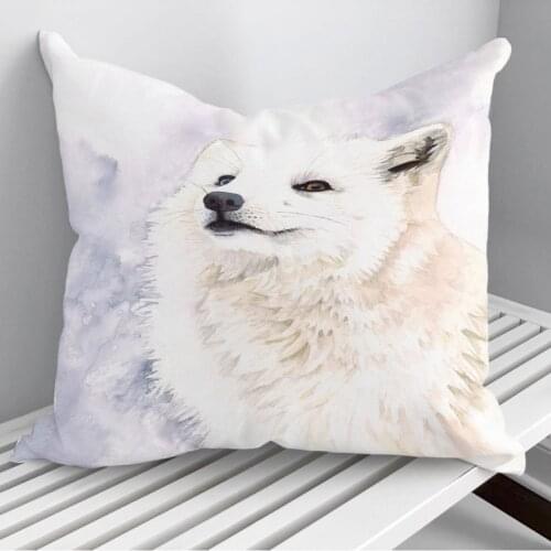 Arctic Fox Watercolor Throw Pillows Cushion Cover On Sofa Home Decor 45*45cm 40*40cm Gift Pillowcase Cojines Dropshipping