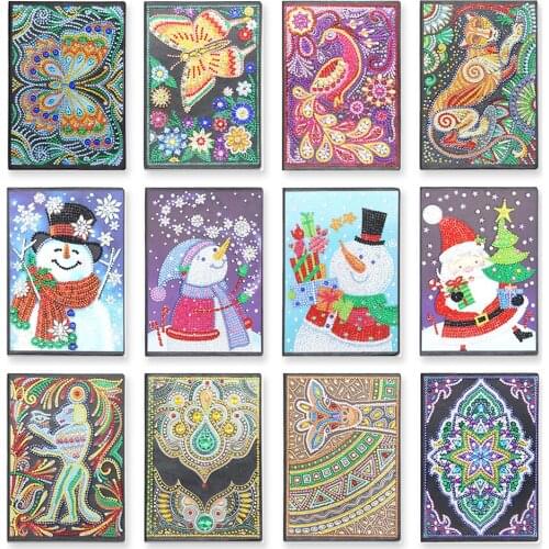 DIY Diamond Painting Mosaic Notebook Special Shaped Flower snowman cartoon cat animals Patterns Diary Book Embroidery Gifts